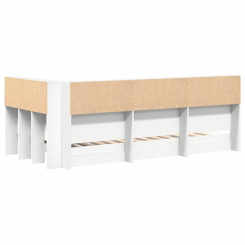 Krevet s policama Bijelo 90 x 190 cm Konstruirano drvo