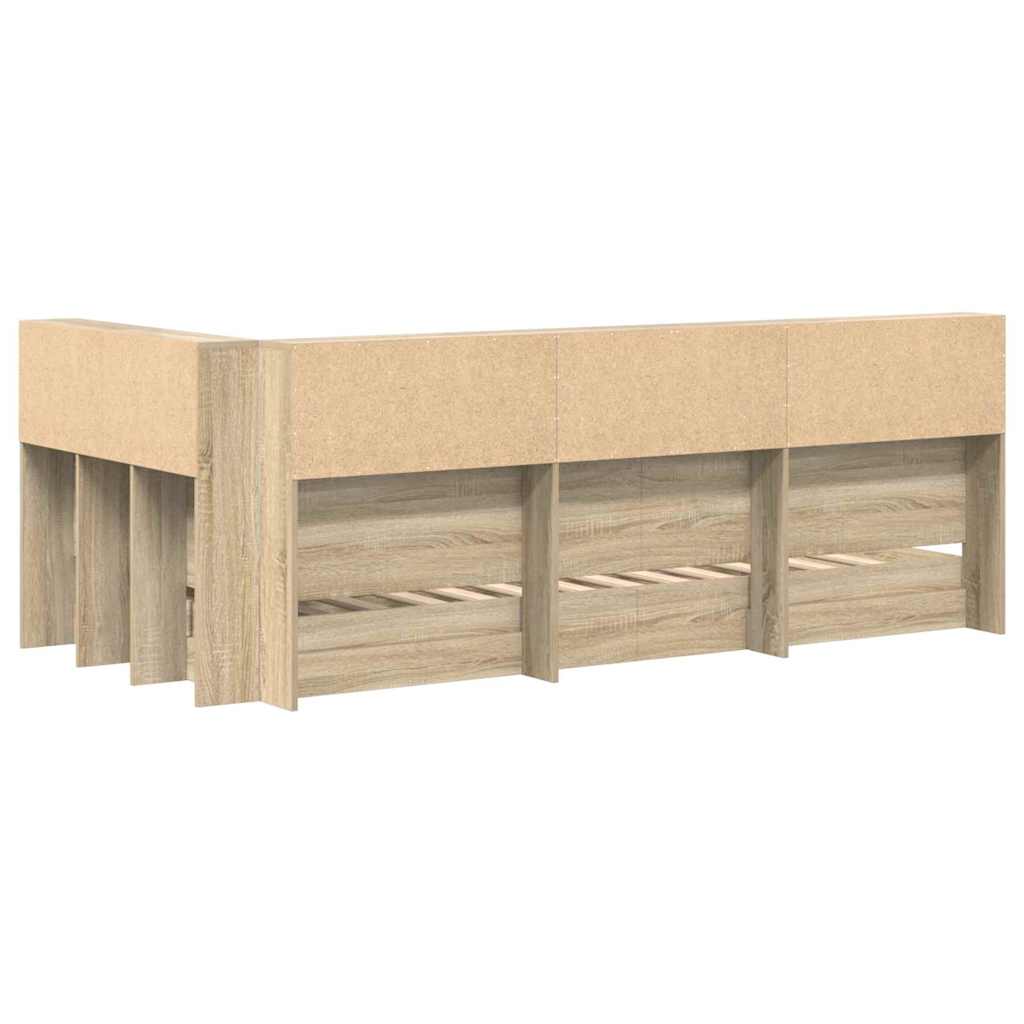 Krevet s policama Sonoma hrast 75 x 190 cm Konstruirano drvo