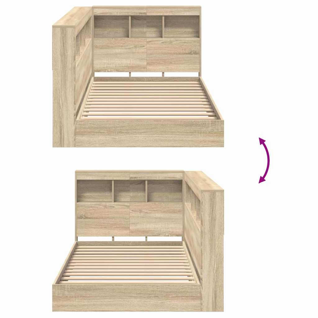 Krevet s policama Sonoma hrast 75 x 190 cm Konstruirano drvo