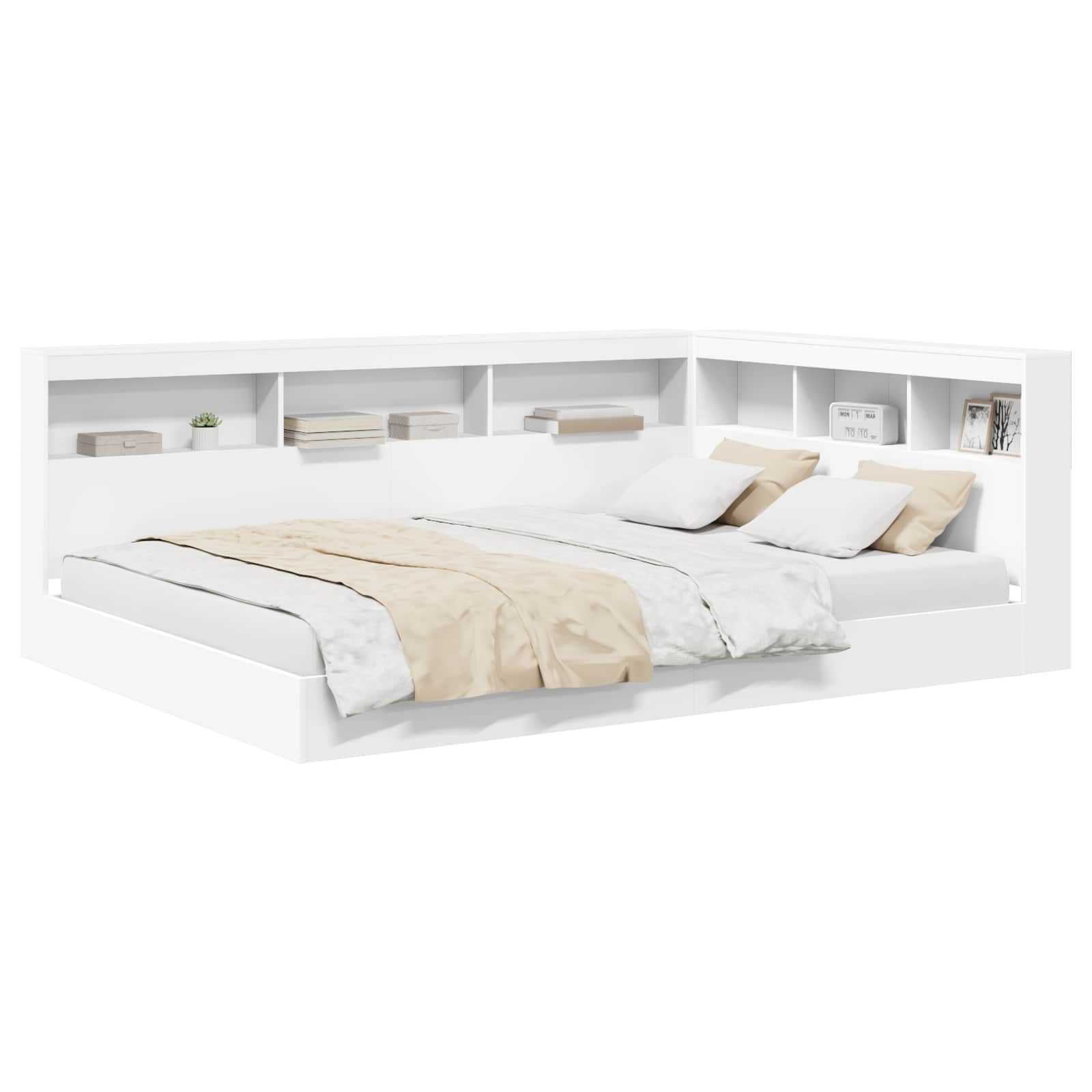 Krevet s policama Bijelo 135 x 190 cm Konstruirano drvo