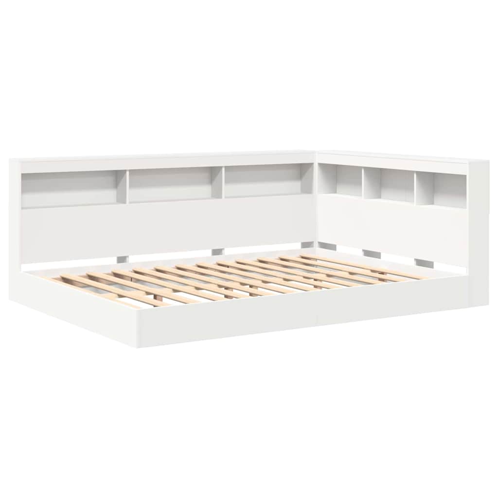 Krevet s policama Bijelo 135 x 190 cm Konstruirano drvo