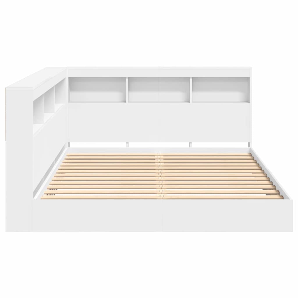 Krevet s policama Bijelo 135 x 190 cm Konstruirano drvo