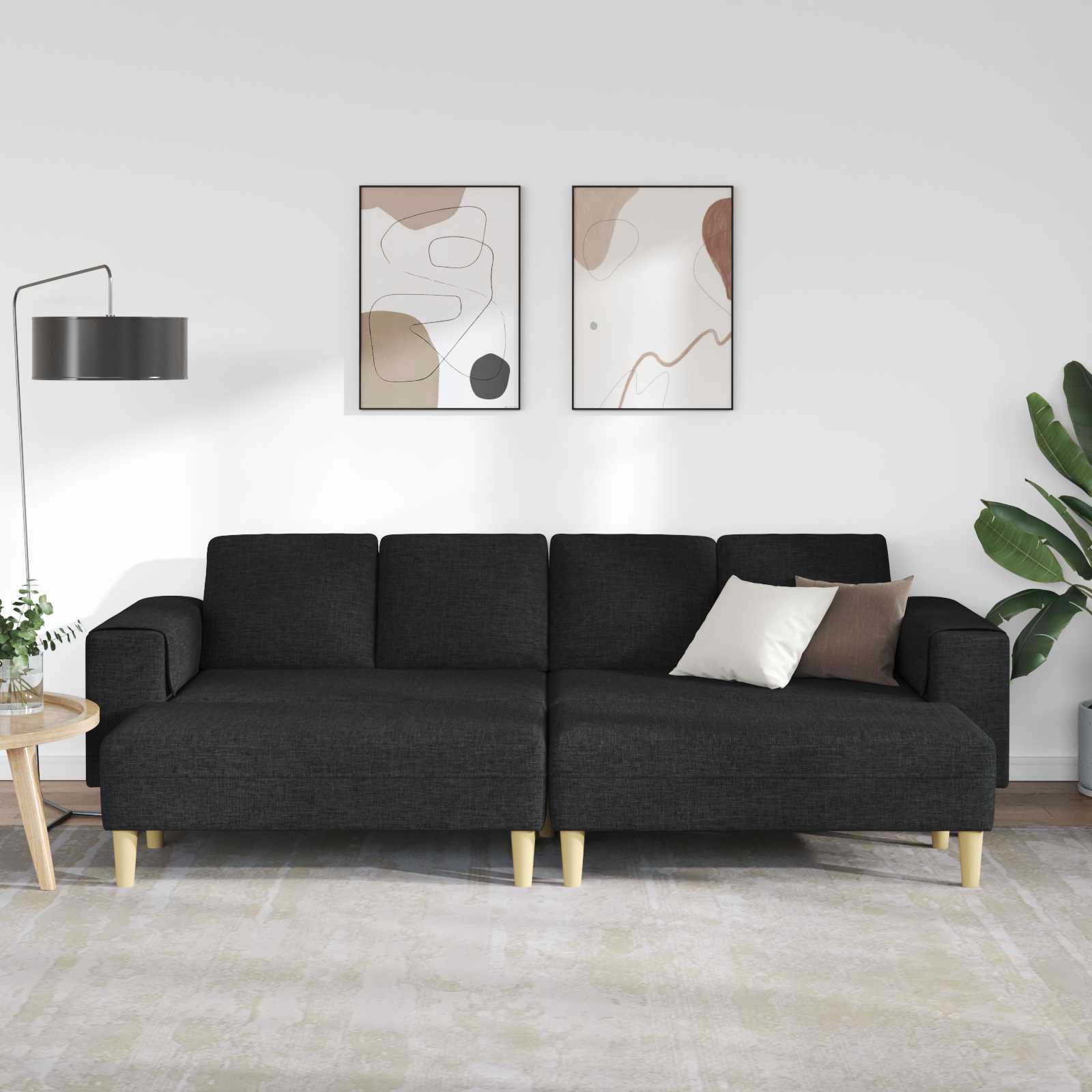 Kauč za dnevni boravak 3 pcs Crna Poliester