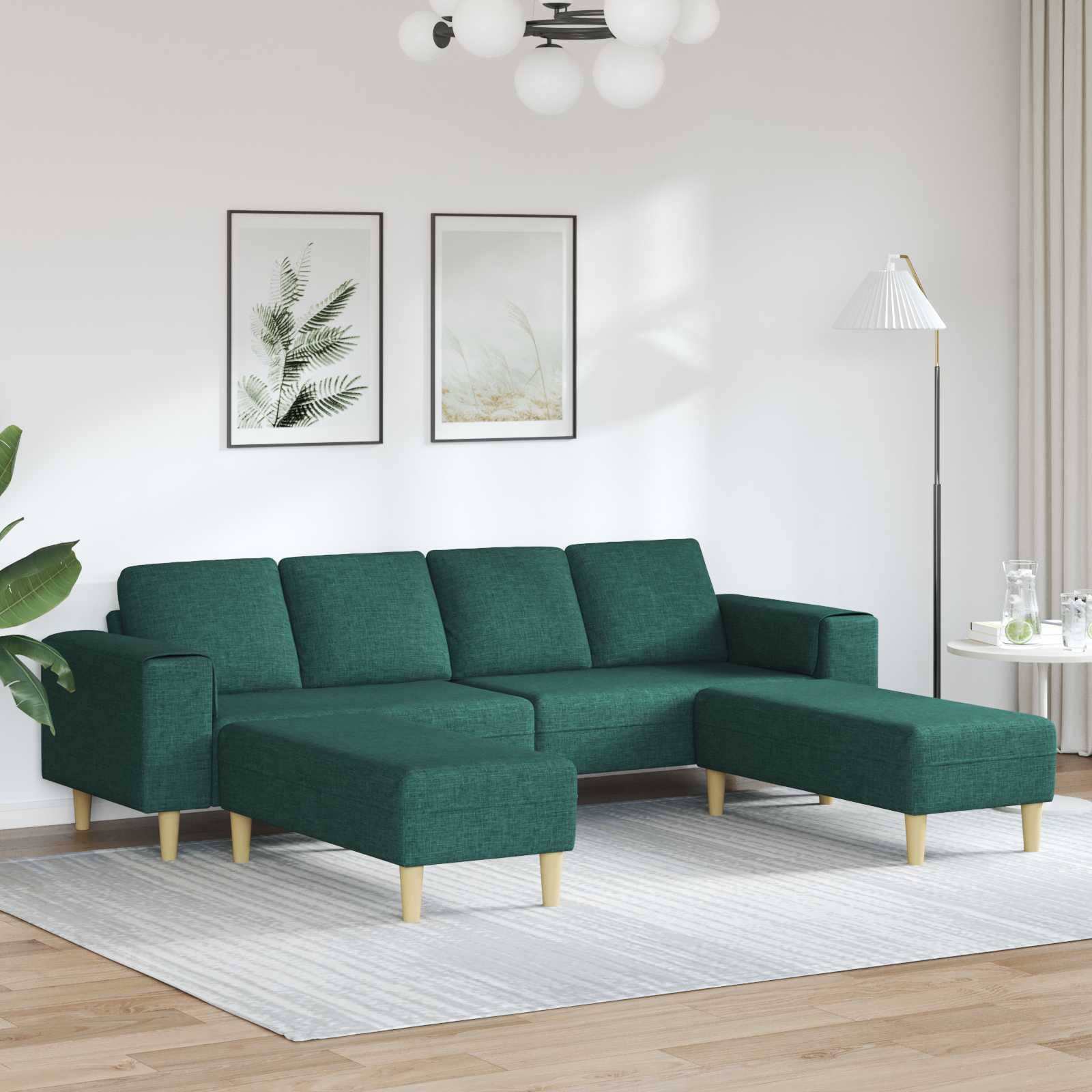 Kauč za dnevni boravak 3 pcs Tamnozelena Poliester