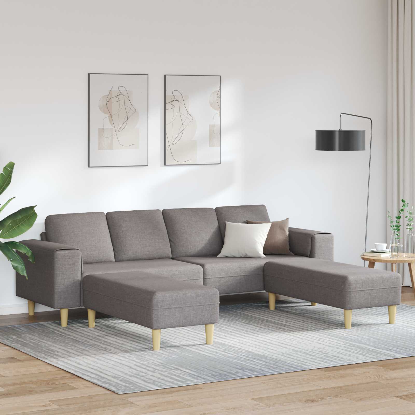 Kauč za dnevni boravak 3 pcs Sivo-smeđa Poliester