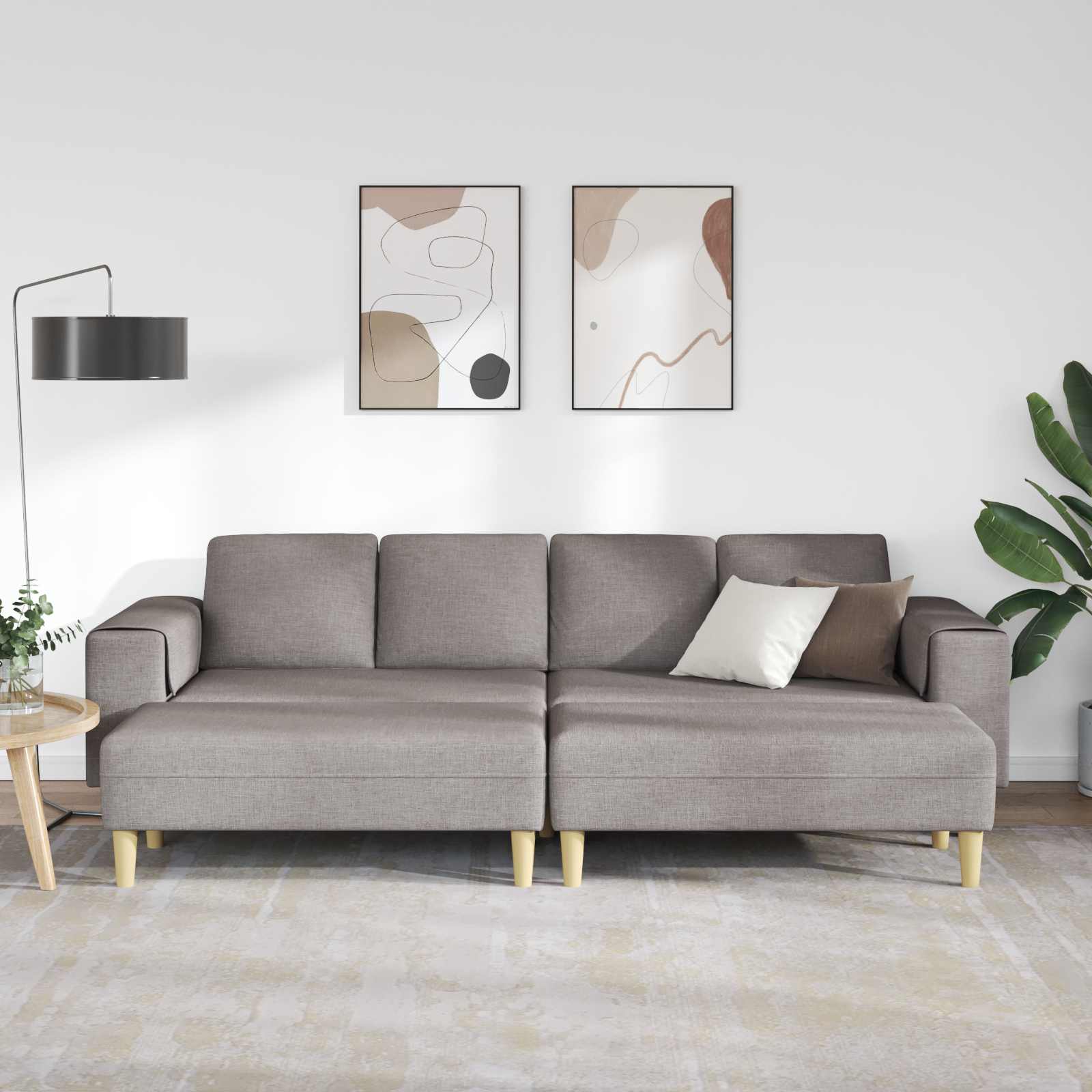 Kauč za dnevni boravak 3 pcs Sivo-smeđa Poliester