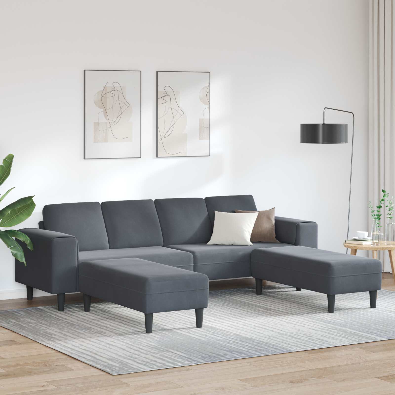 Kauč za dnevni boravak 3 pcs Tamno siva 250 x 188 x 76 cm