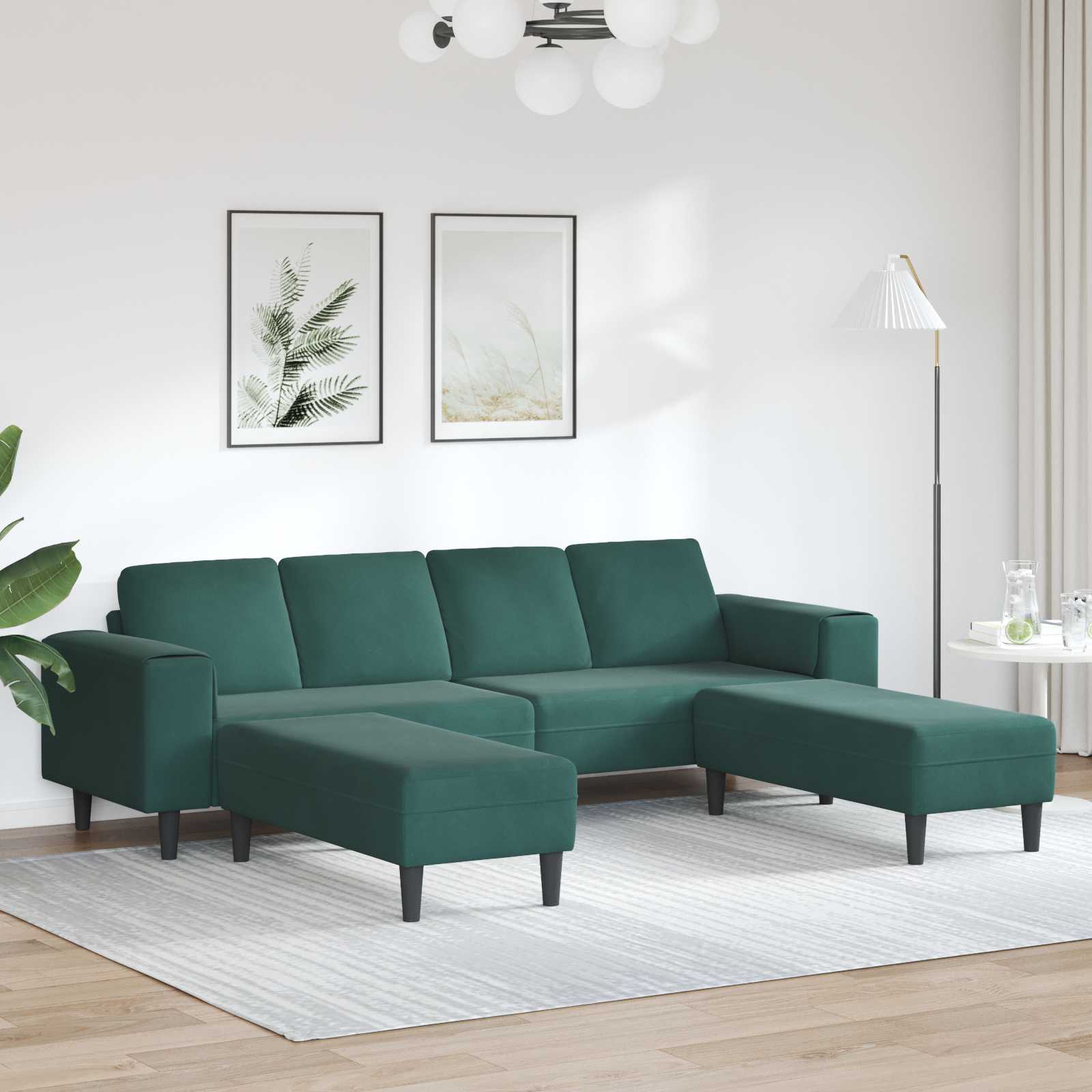Kauč za dnevni boravak 3 pcs Tamnozelena 250 x 188 x 76 cm
