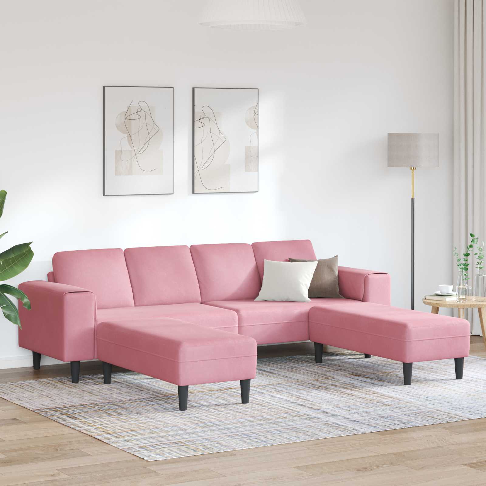 Kauč za dnevni boravak 3 pcs Ružičasta 250 x 188 x 76 cm