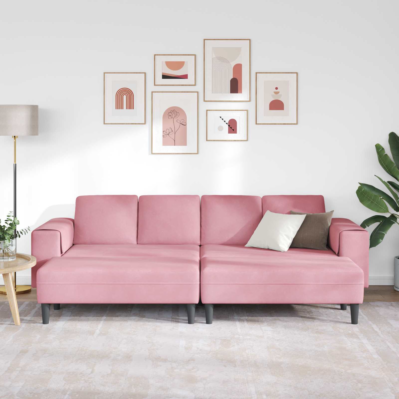 Kauč za dnevni boravak 3 pcs Ružičasta 250 x 188 x 76 cm
