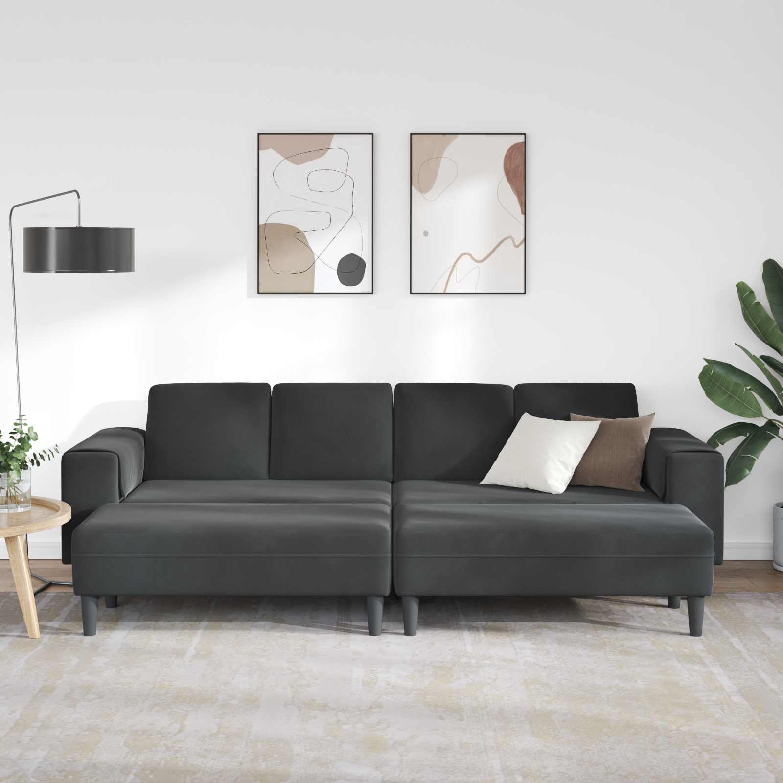 Kauč za dnevni boravak 3 pcs Crna 250 x 188 x 76 cm