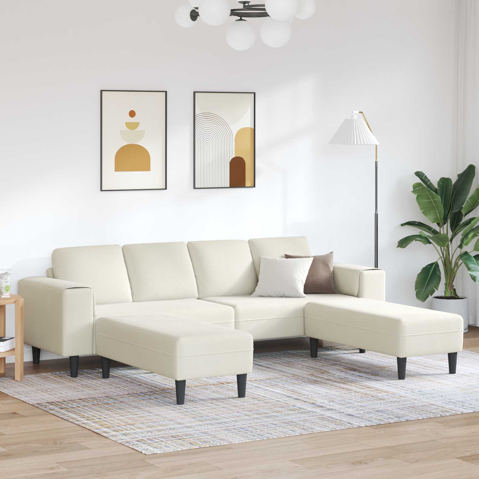 Kauč za dnevni boravak 3 pcs Krema 250 x 188 x 76 cm