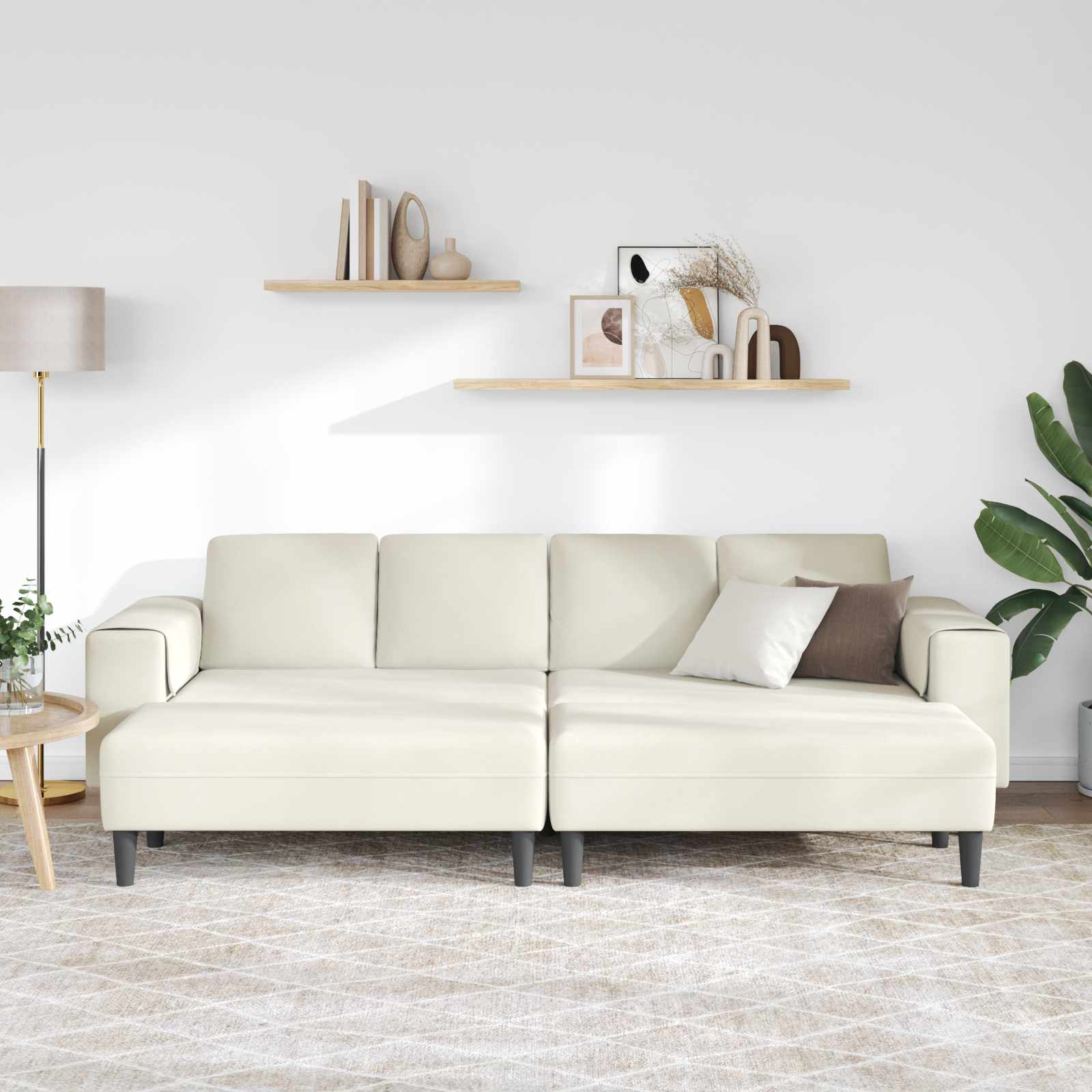Kauč za dnevni boravak 3 pcs Krema 250 x 188 x 76 cm
