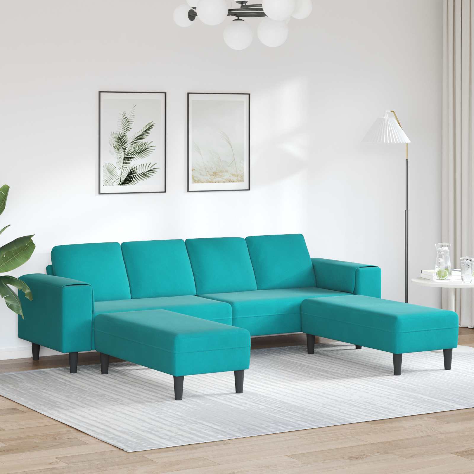 Kauč za dnevni boravak 3 pcs Tirkizna 250 x 188 x 76 cm