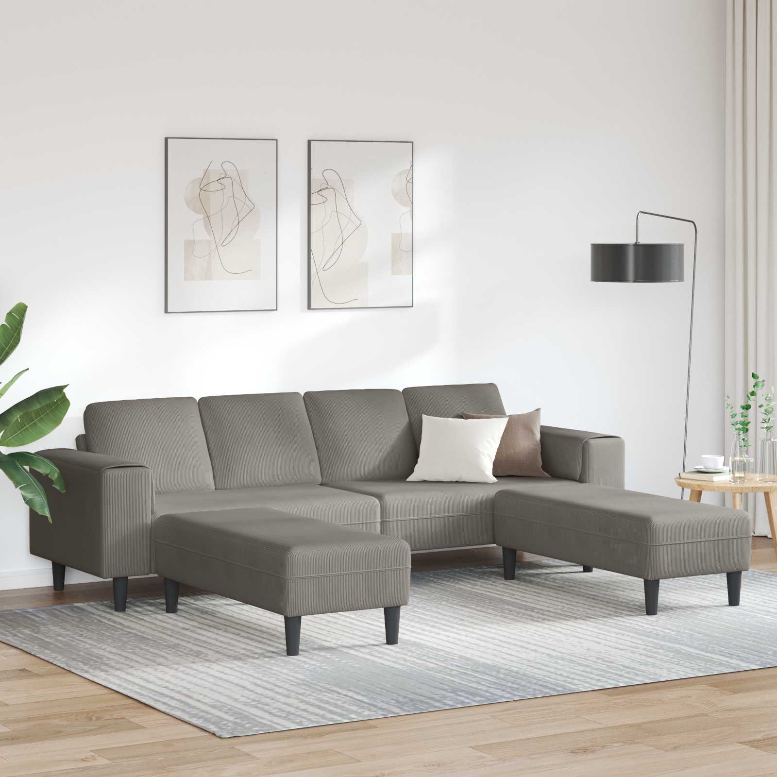Sofa Svijetlo siva 250 x 188 x 76 cm Kordura tekstil