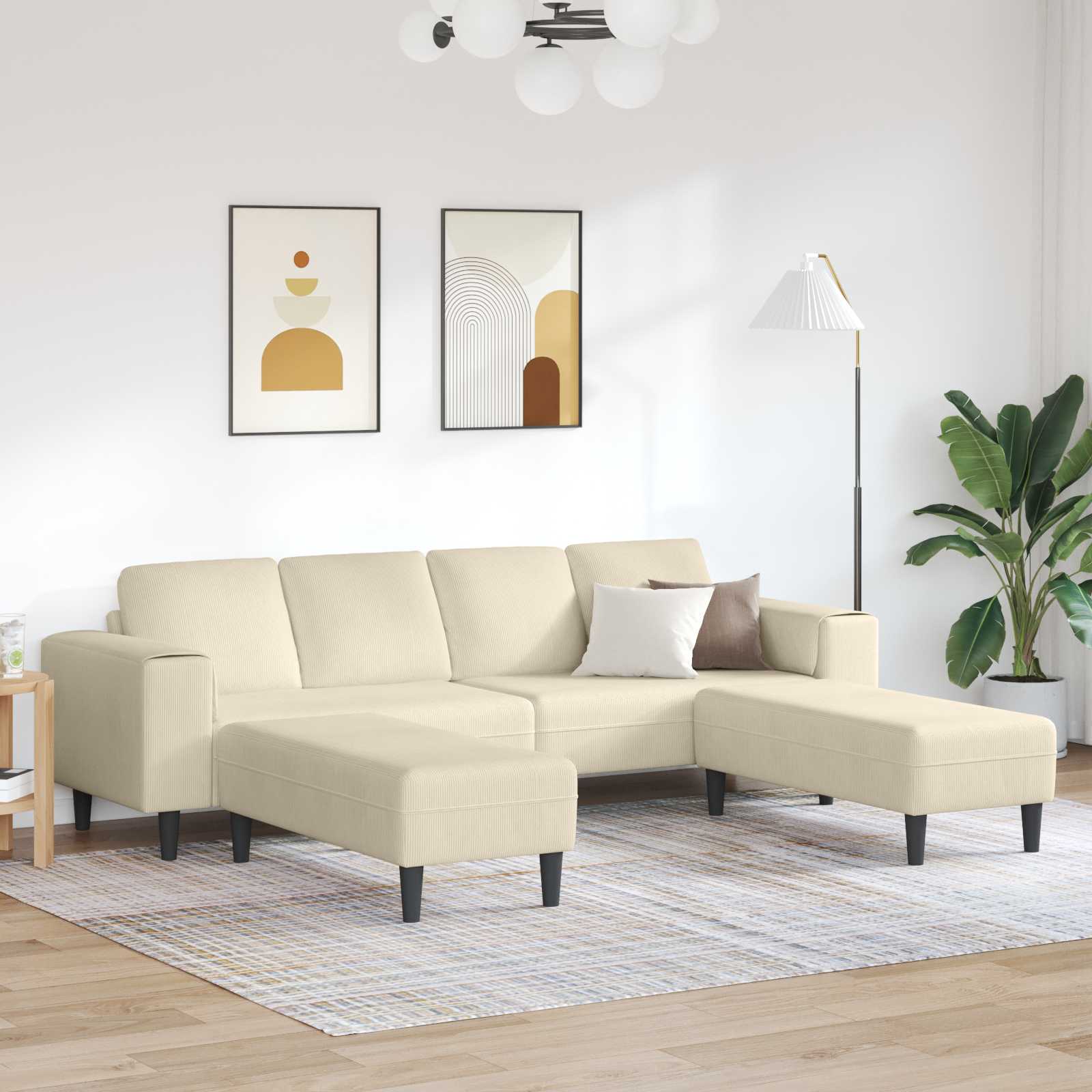 Sofa Krema 250 x 188 x 76 cm Kordura tekstil