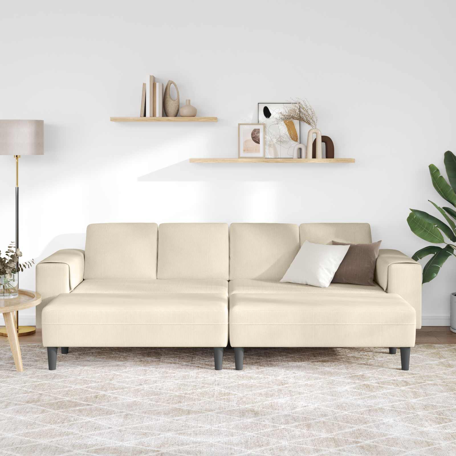 Sofa Krema 250 x 188 x 76 cm Kordura tekstil