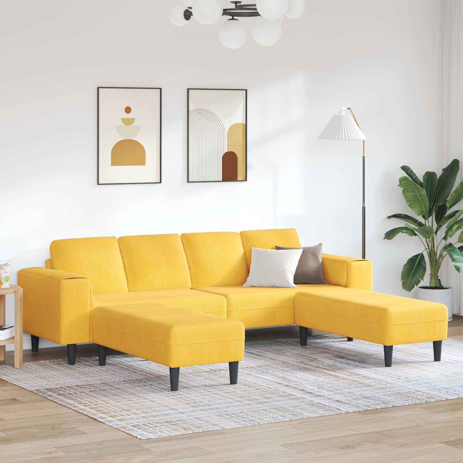 Sofa Svijetlo žuta 250 x 188 x 76 cm Kordura tekstil