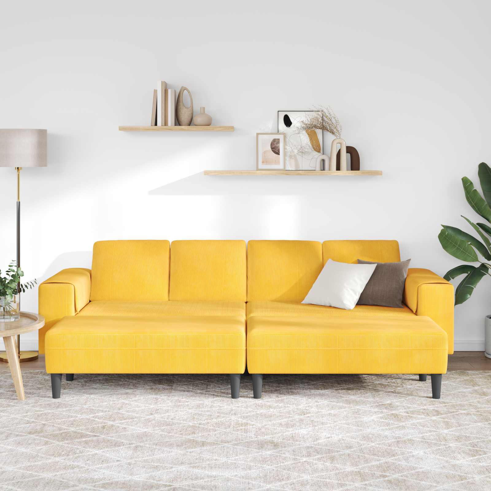 Sofa Svijetlo žuta 250 x 188 x 76 cm Kordura tekstil