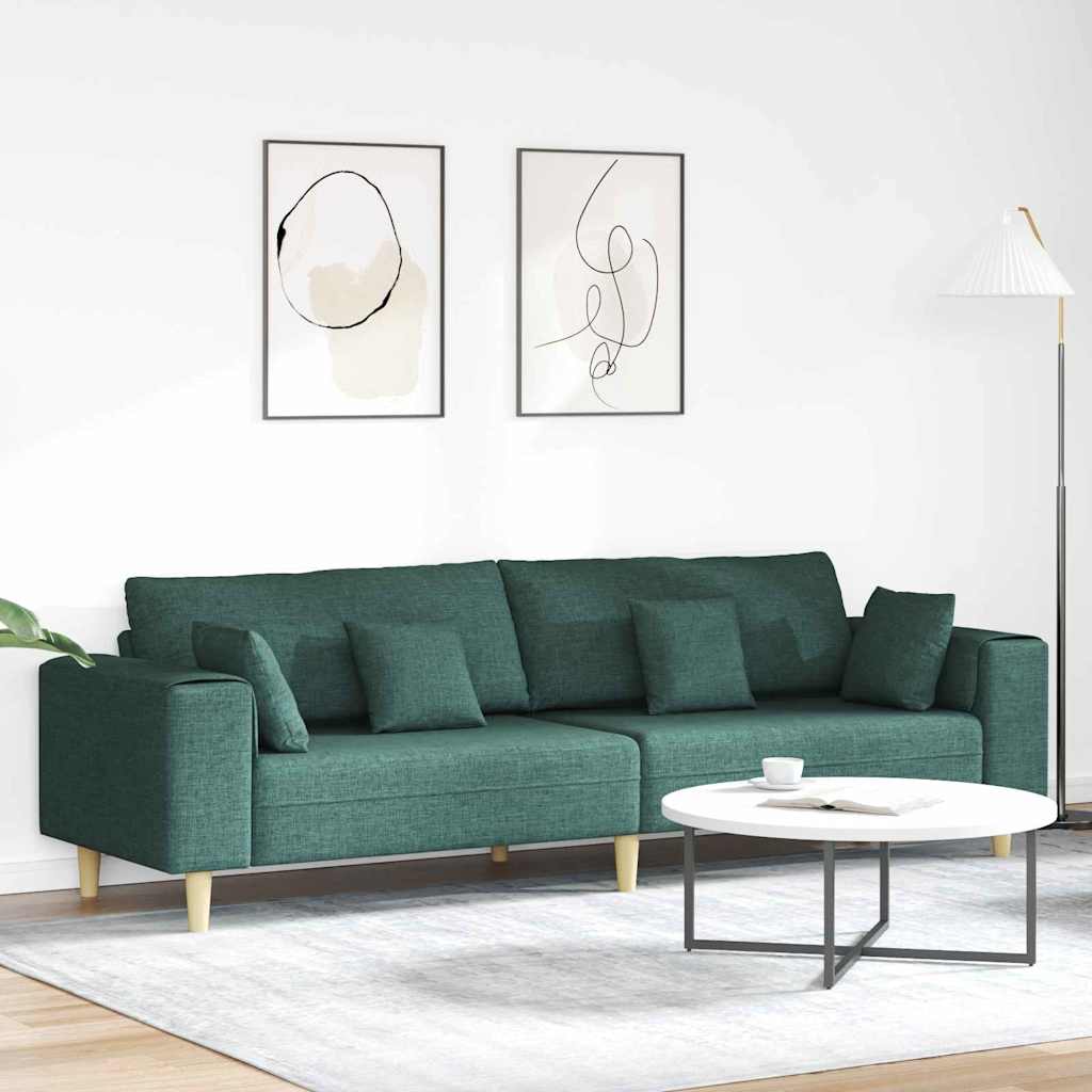 Sofa s jastukom Tamnozelena 250 x 77 x 76 cm tkanina