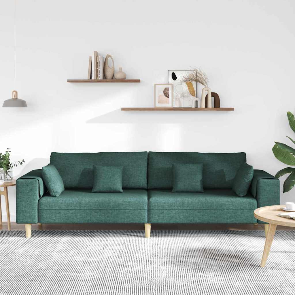 Sofa s jastukom Tamnozelena 250 x 77 x 76 cm tkanina