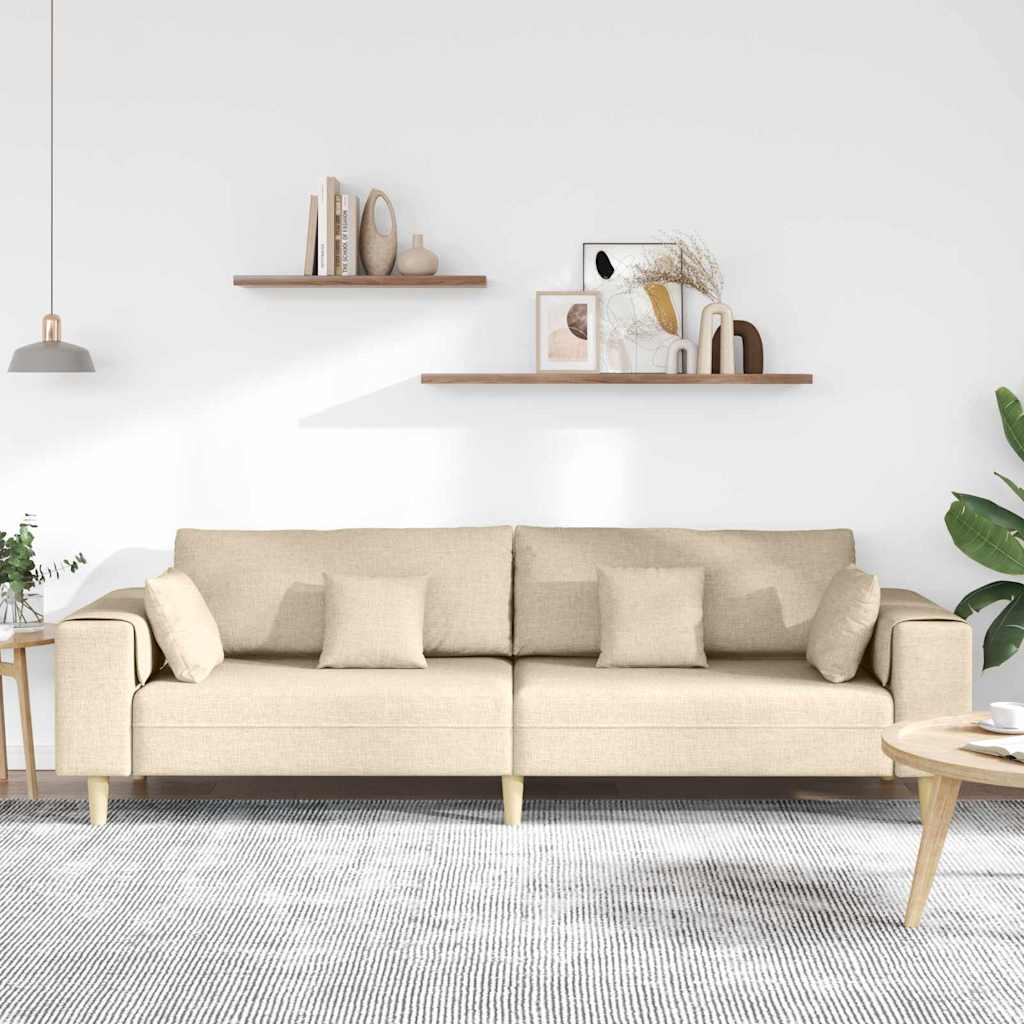 Sofa s jastukom Krema 250 x 77 x 76 cm tkanina