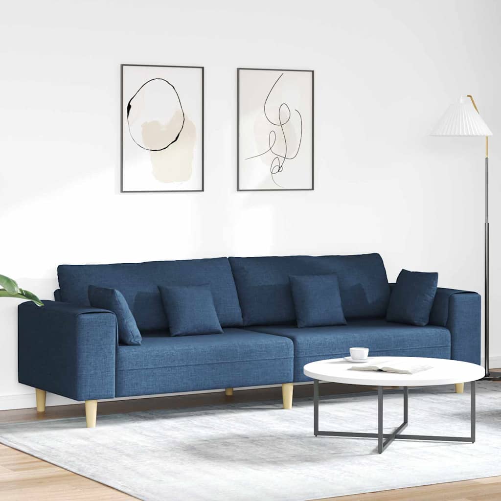 Sofa s jastukom Plava 250 x 77 x 76 cm tkanina