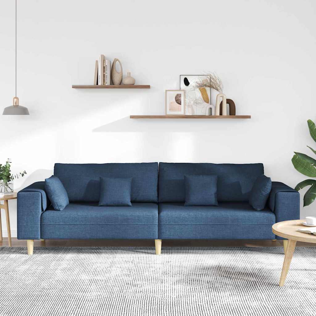 Sofa s jastukom Plava 250 x 77 x 76 cm tkanina