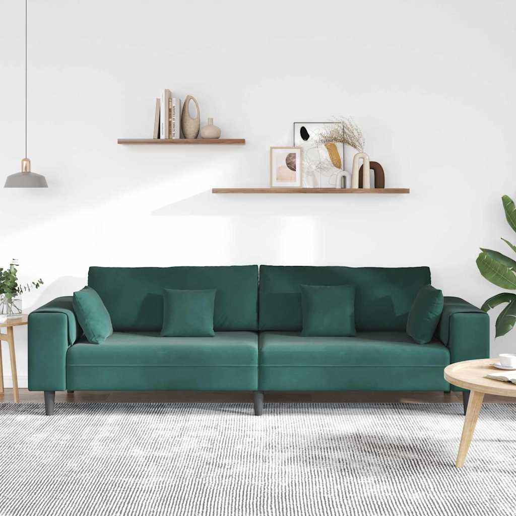 Sofa Tamnozelena 250 x 77 x 76 cm Baršun