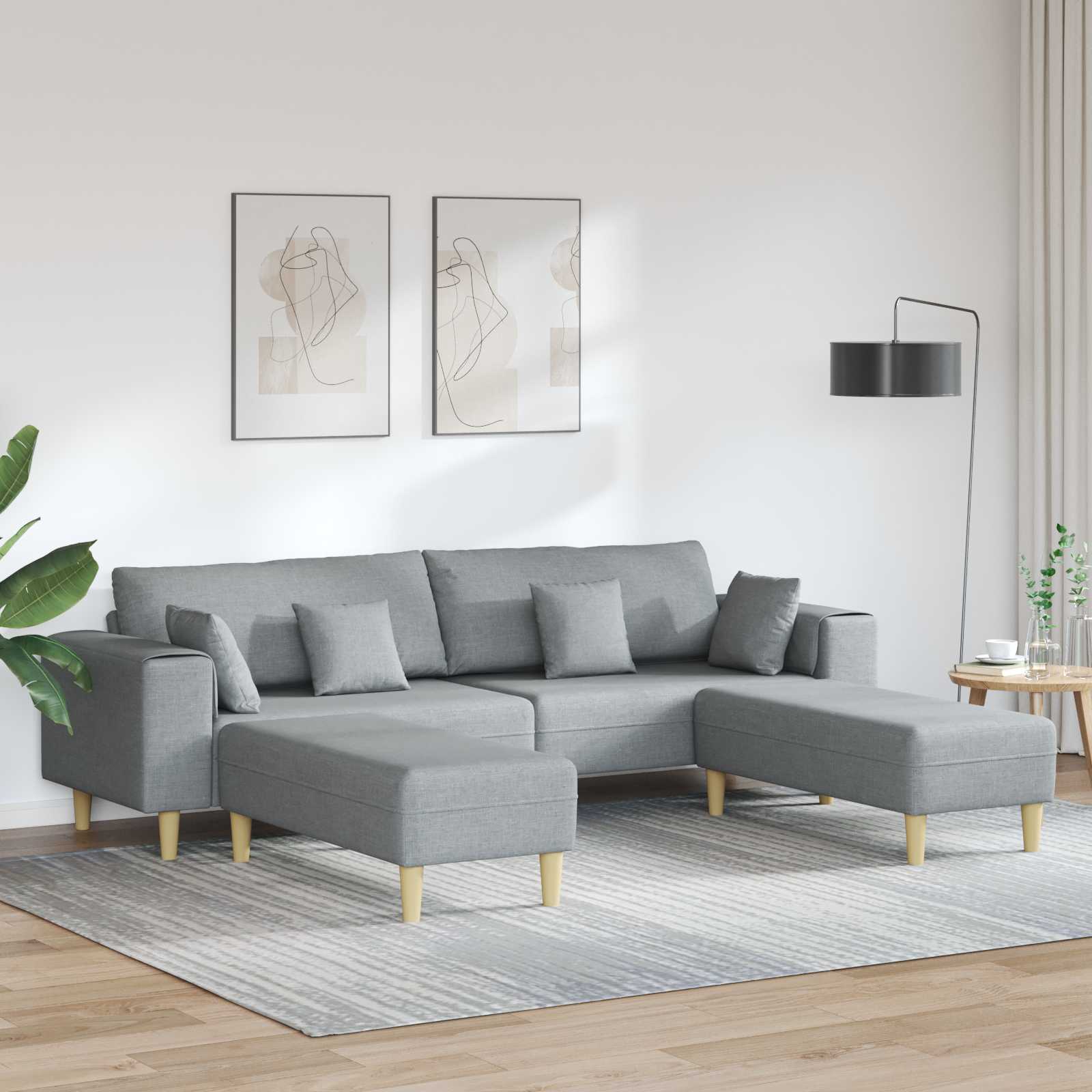 Sofa s jastukom 3 pcs Svijetlo siva tkanina