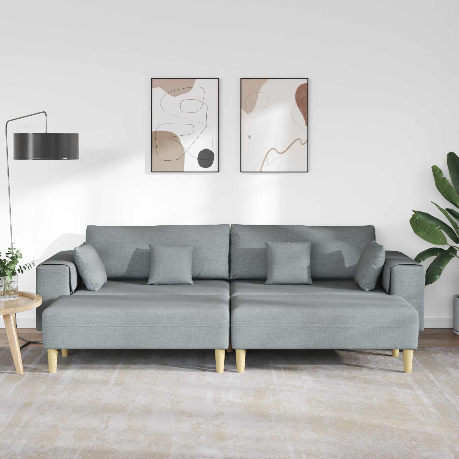 Sofa s jastukom 3 pcs Svijetlo siva tkanina