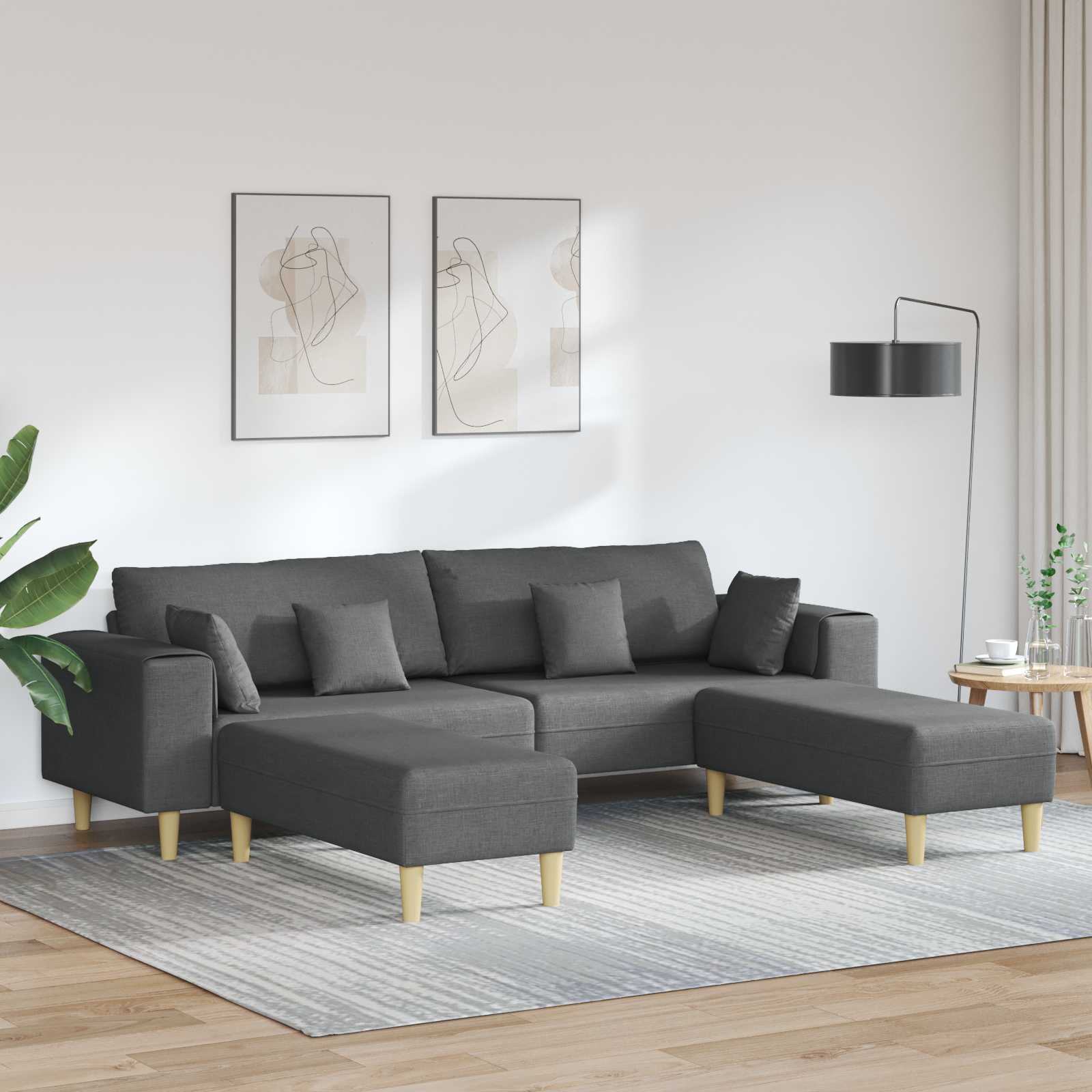 Sofa s jastukom 3 pcs Tamno siva tkanina