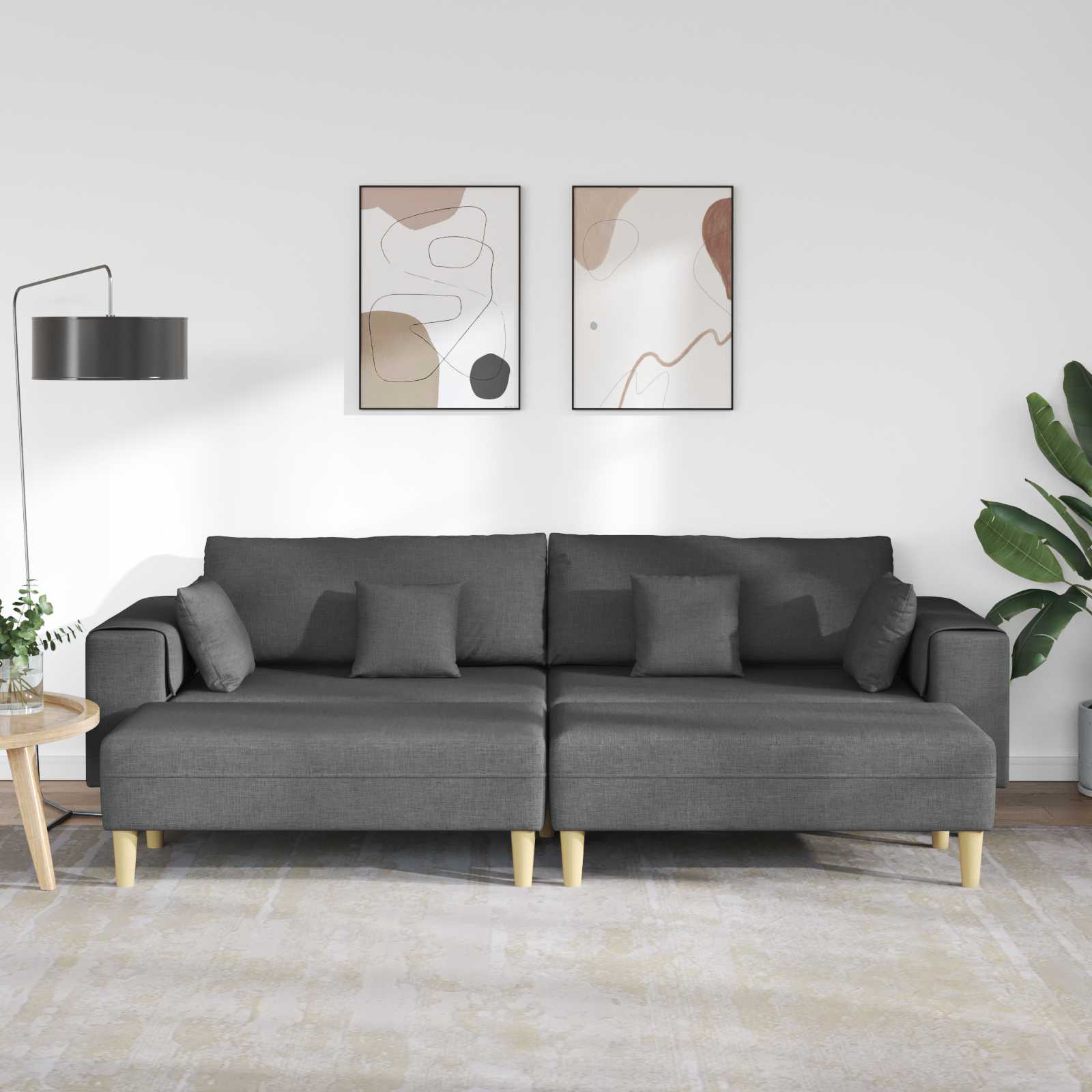 Sofa s jastukom 3 pcs Tamno siva tkanina