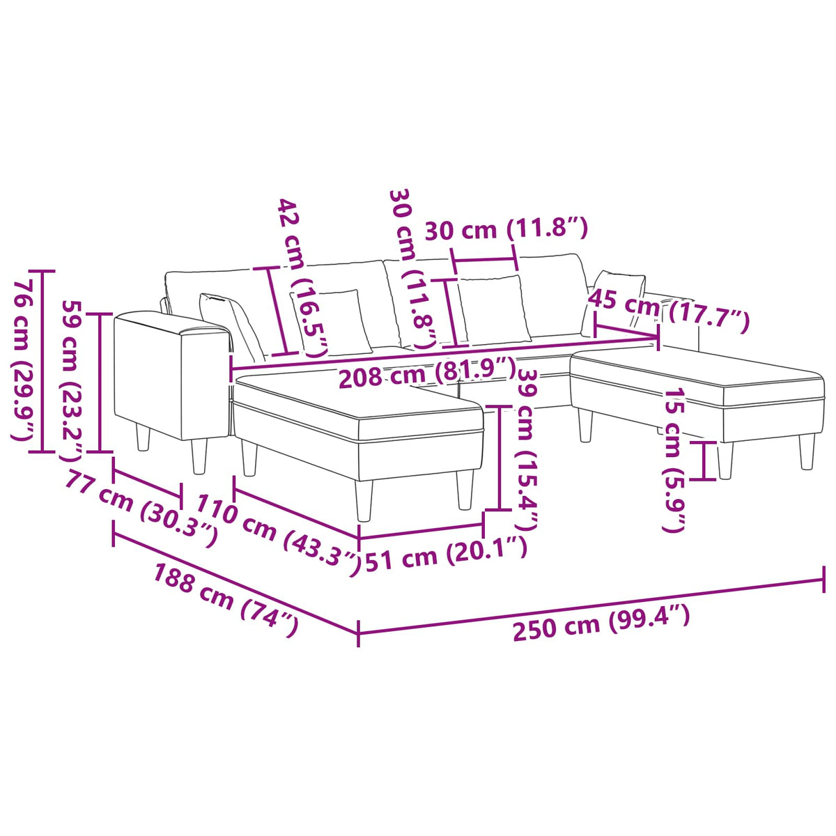 Sofa s jastukom 3 pcs Tamno siva tkanina