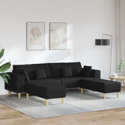 Sofa s jastukom 3 pcs Crna tkanina