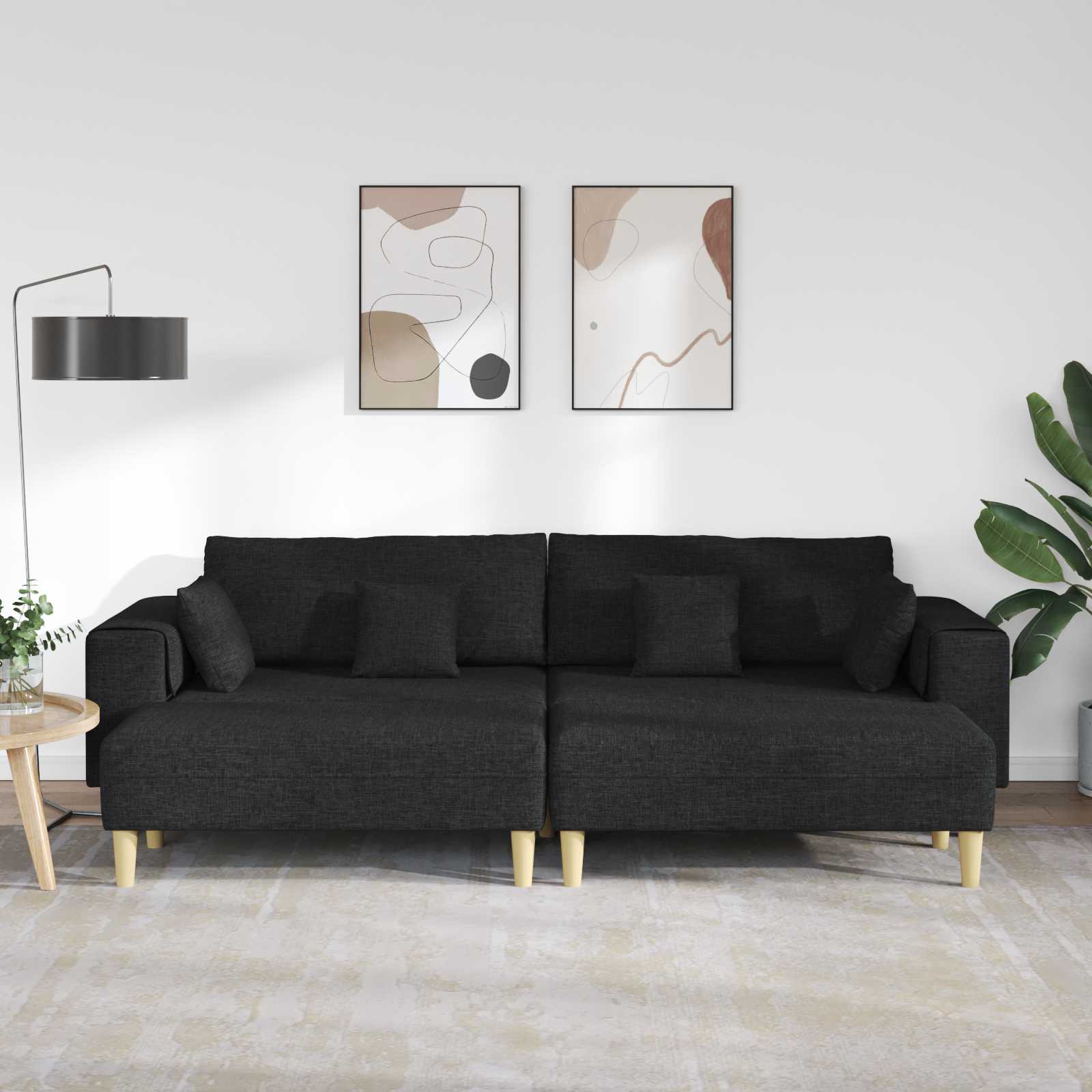 Sofa s jastukom 3 pcs Crna tkanina