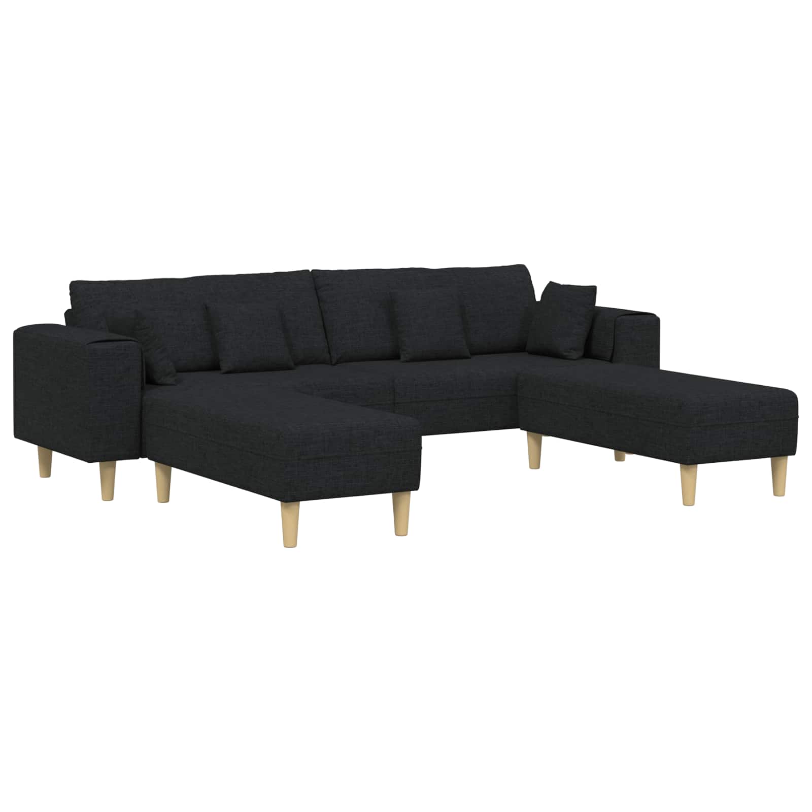 Sofa s jastukom 3 pcs Crna tkanina