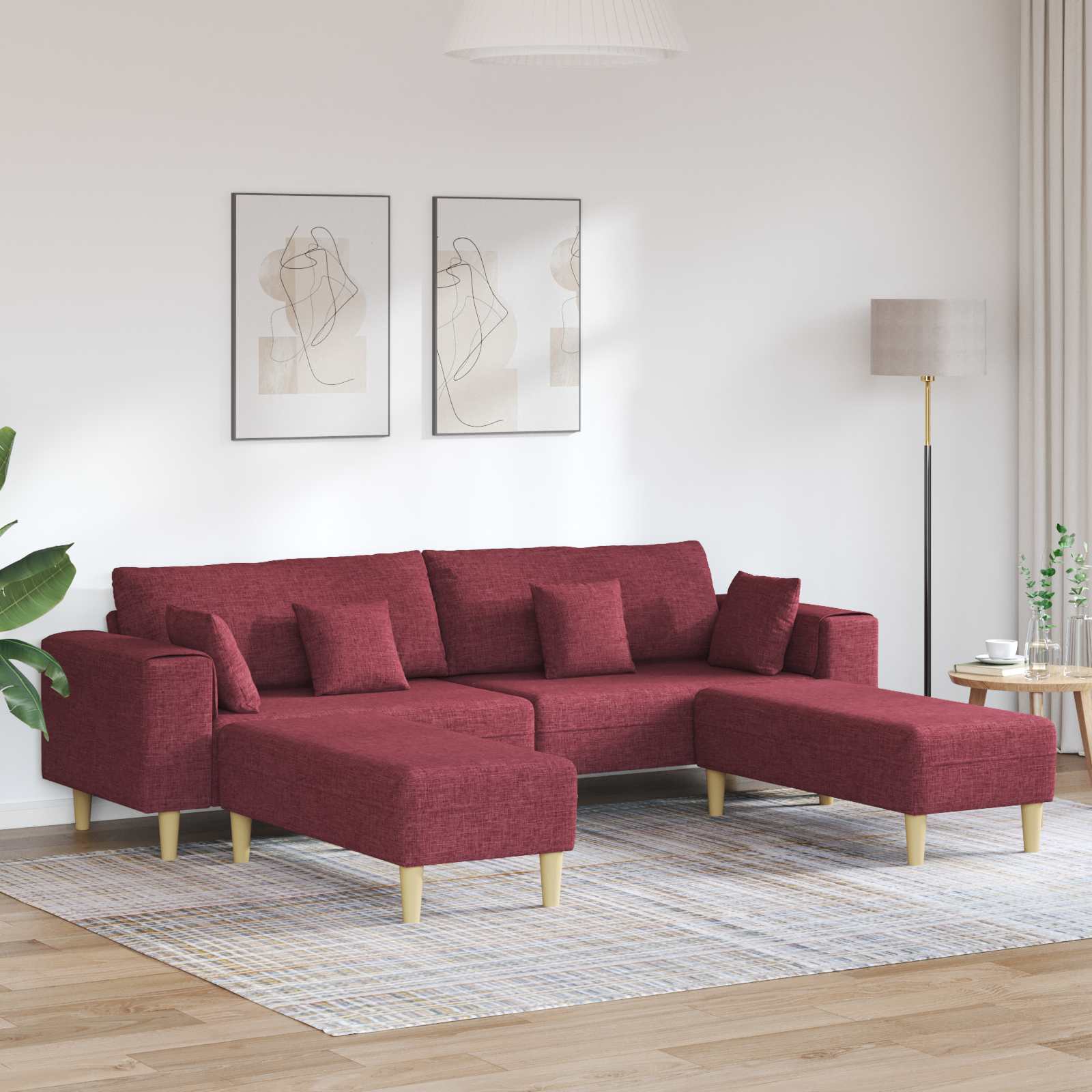 Sofa s jastukom 3 pcs Vinska crvena tkanina