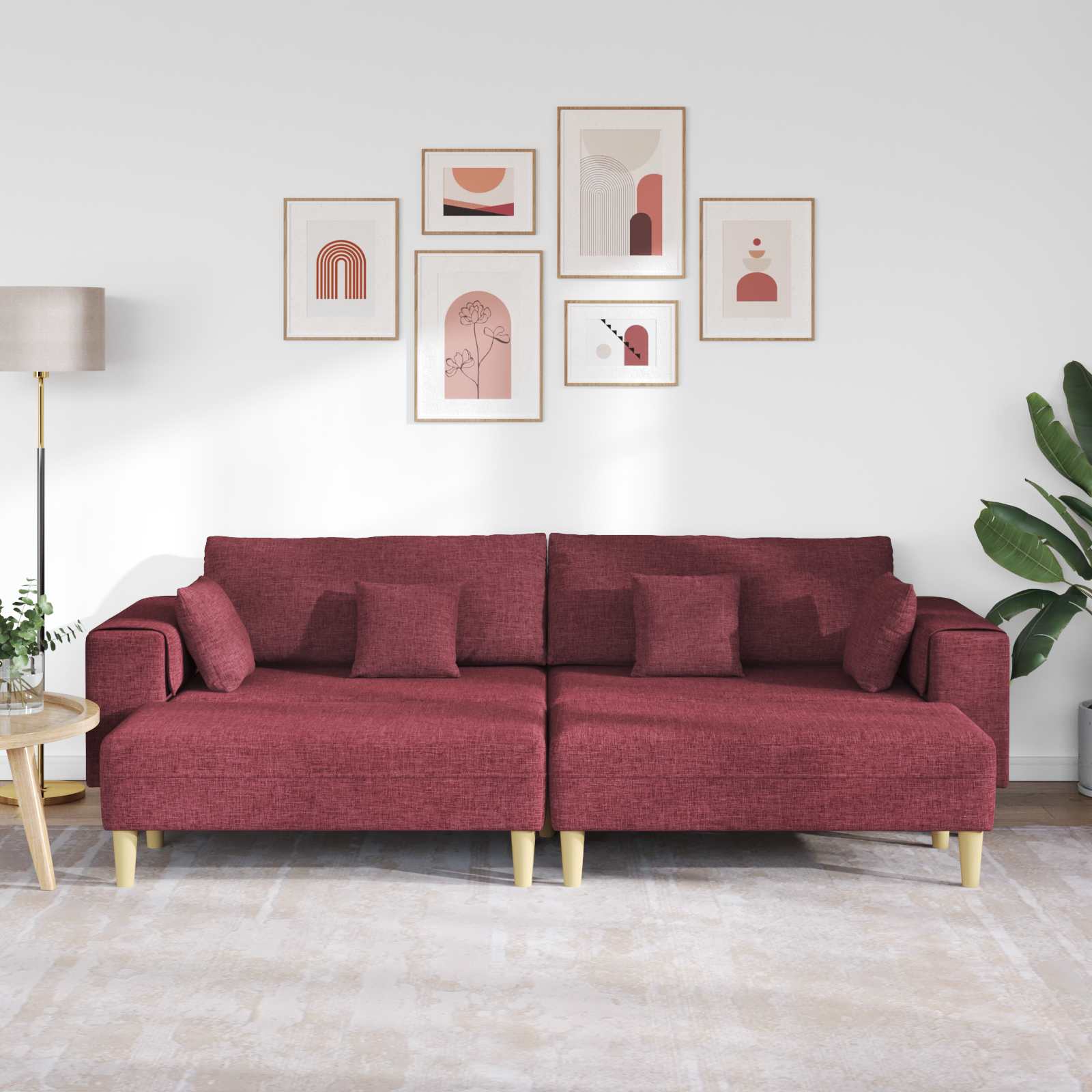 Sofa s jastukom 3 pcs Vinska crvena tkanina