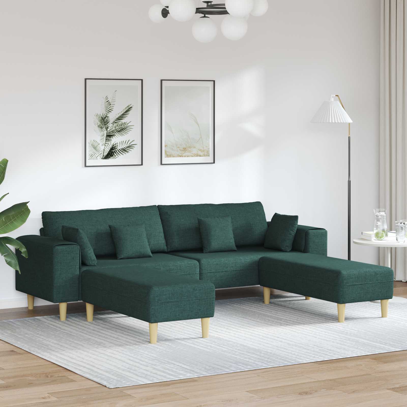 Sofa s jastukom 3 pcs Tamnozelena tkanina