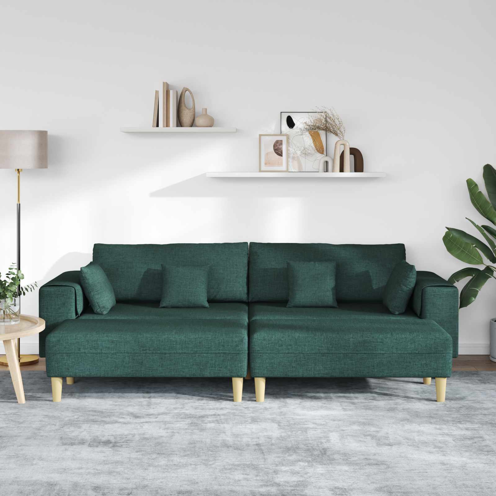Sofa s jastukom 3 pcs Tamnozelena tkanina