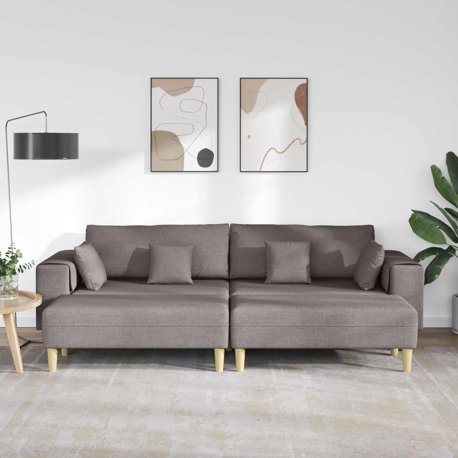 Sofa s jastukom 3 pcs Sivo-smeđa tkanina