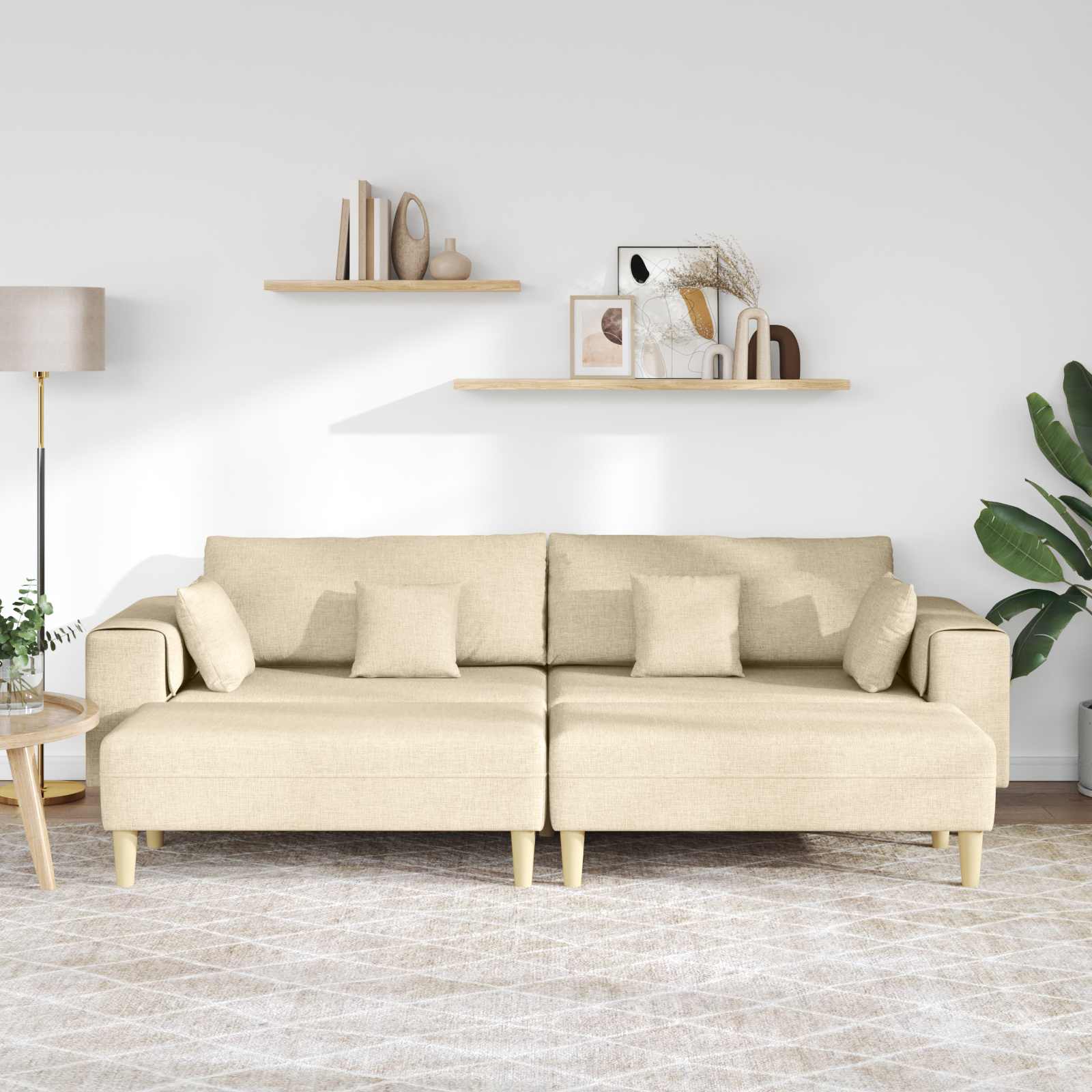 Sofa s jastukom 3 pcs Krema tkanina
