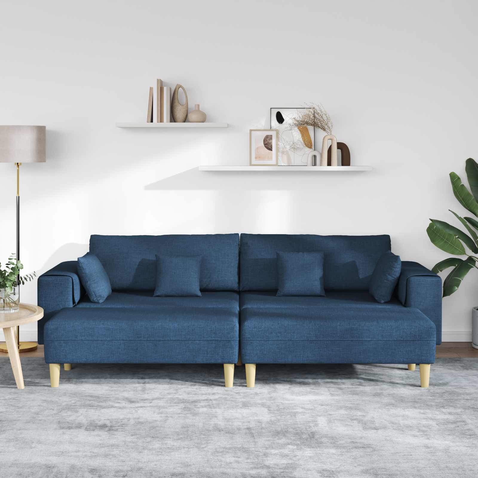 Sofa s jastukom 3 pcs Plava tkanina