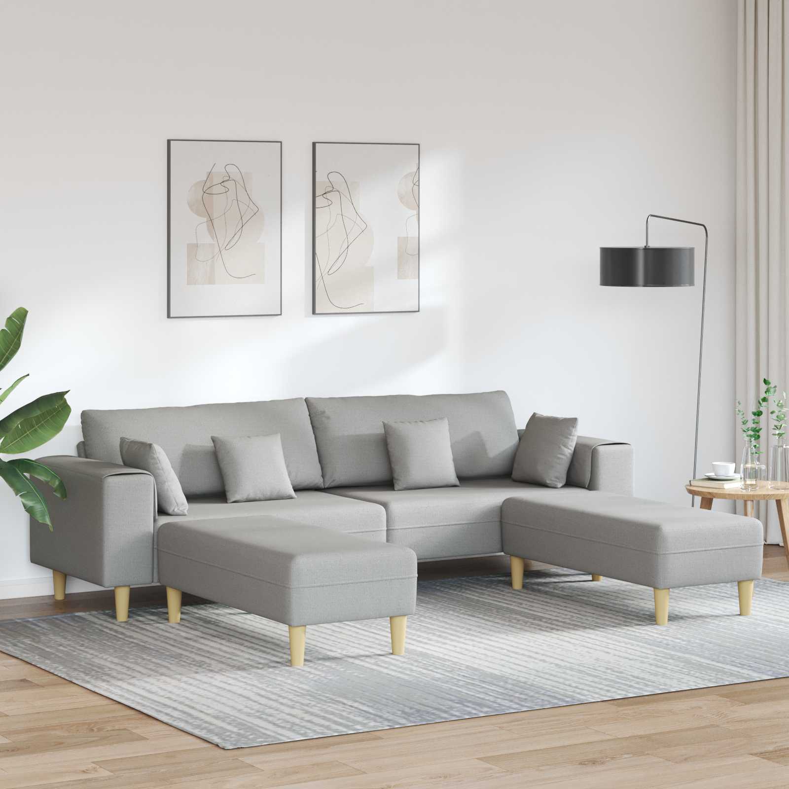 Sofa 3 pcs Oblačnosiva 250 x 188 x 76 cm tkanina
