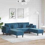 Sofa 3 pcs Plava 250 x 188 x 76 cm Baršun