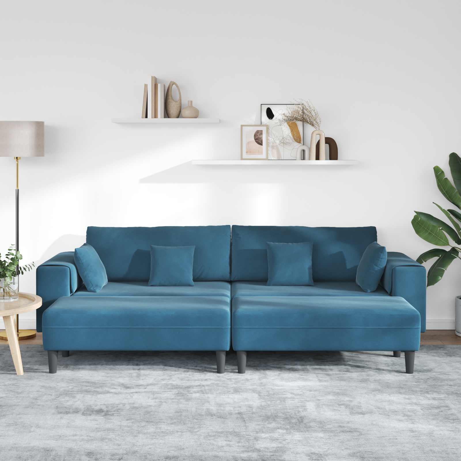 Sofa 3 pcs Plava 250 x 188 x 76 cm Baršun