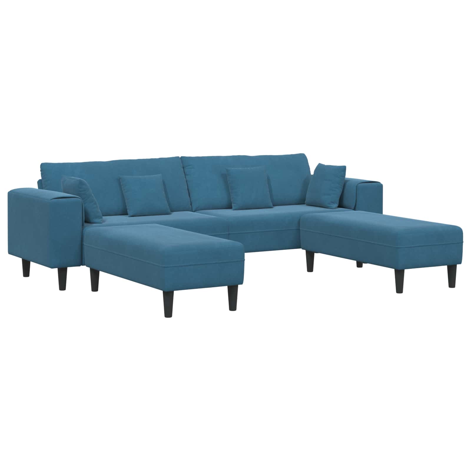 Sofa 3 pcs Plava 250 x 188 x 76 cm Baršun