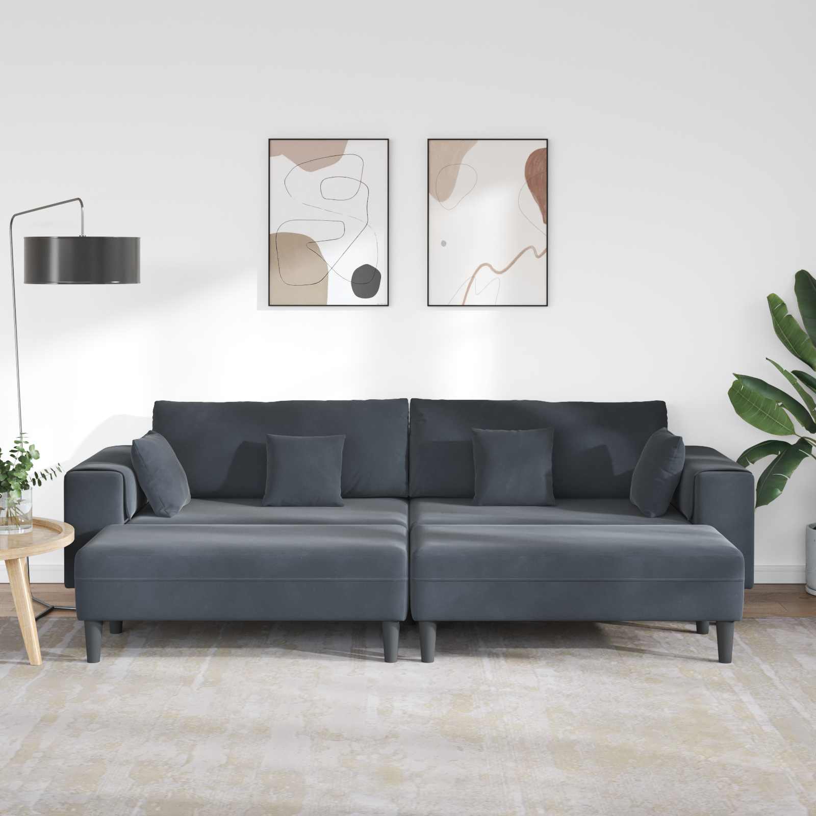 Sofa 3 pcs Tamno siva 250 x 188 x 76 cm Baršun