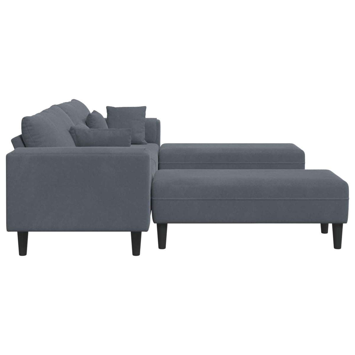 Sofa 3 pcs Tamno siva 250 x 188 x 76 cm Baršun
